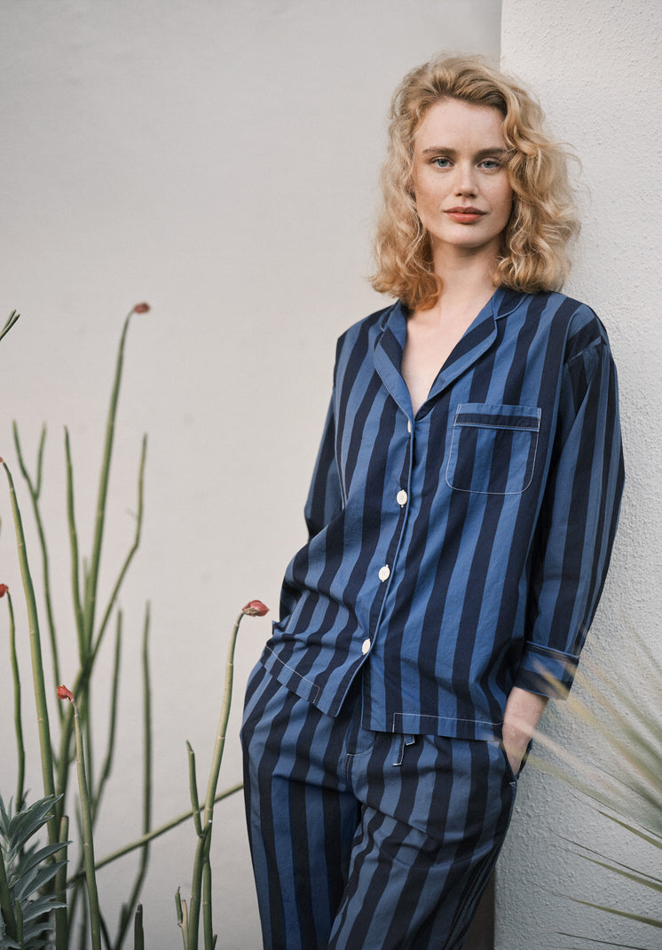Marina Pajama Set in Blue Cabana Stripe